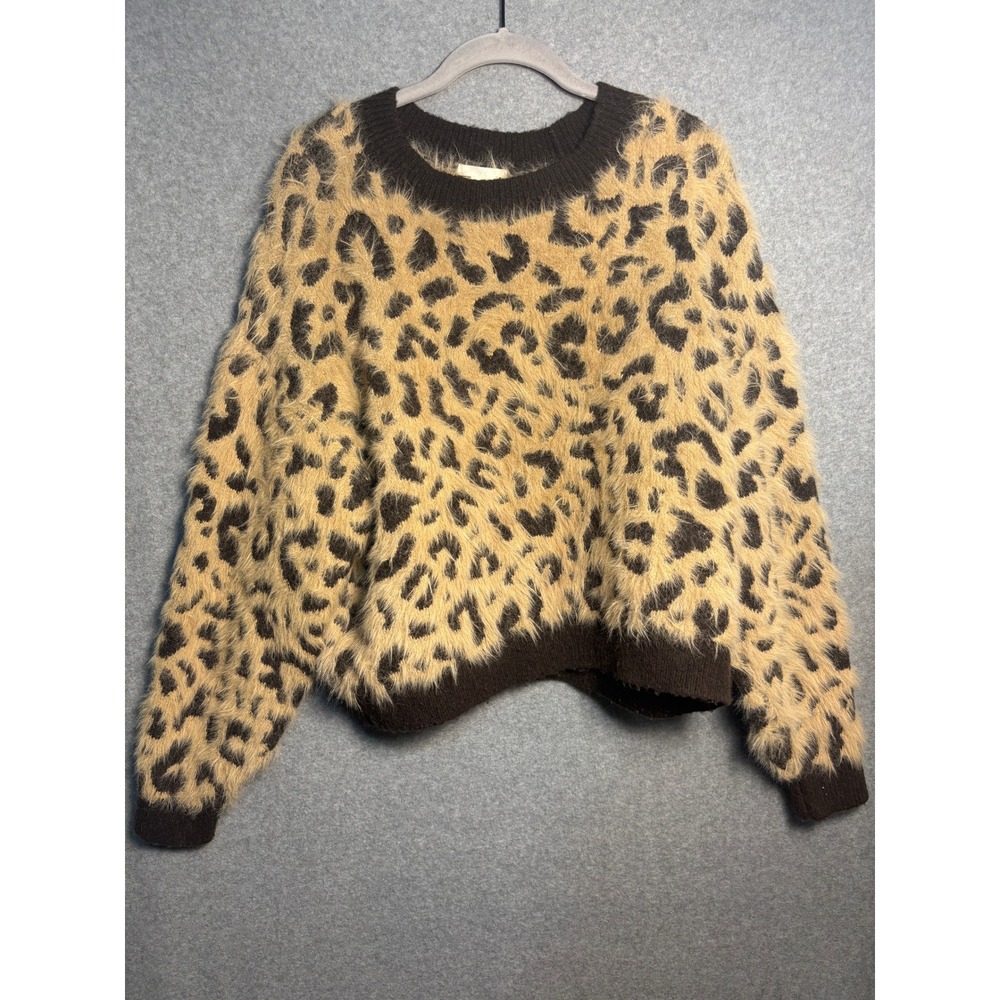 H&M Fuzzy Leopard Print Sweater Medium Soft Grunge Mob Wife Knit